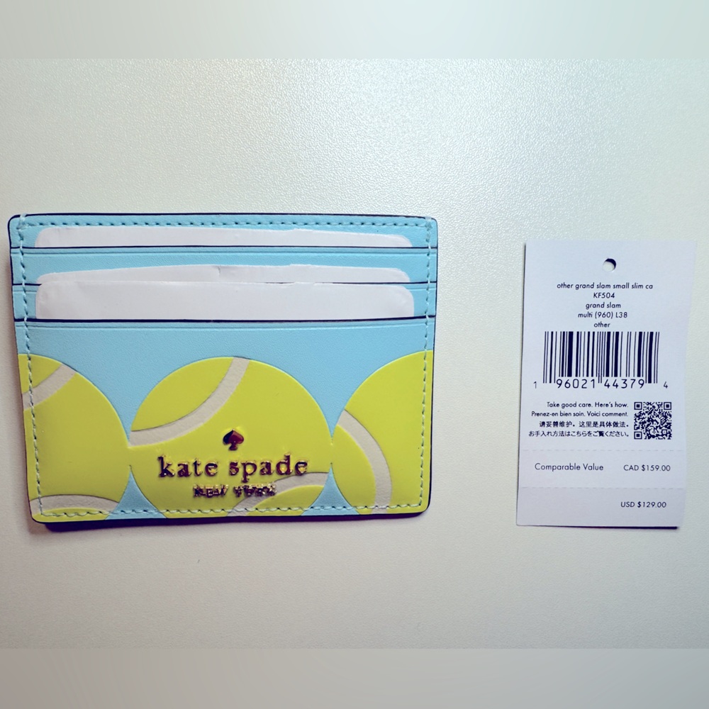 Kate Spade Grand Slam Tennis Small Slim Card Holder - NWT